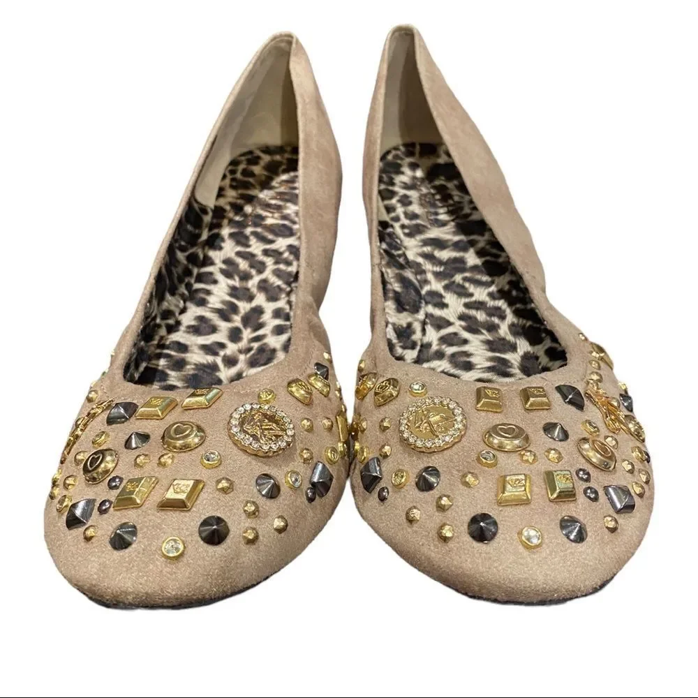 NEW Kathy Van Zeeland Rayme Tan Embellished Slip-on Flats 11 11M